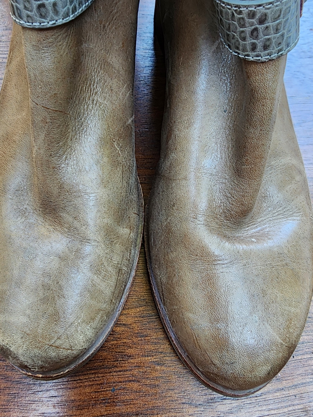 Cole Haan Air Tennley Leather Buckle Riding Boots Two Tone Croc Accent 7.5 - Picture 6 of 10